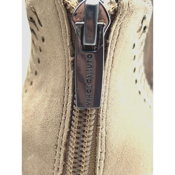 Vince Camuto Boots Womens Size 5.5 Fileana Split Shaft Bootie Taupe Suede Heels - Picture 5 of 7